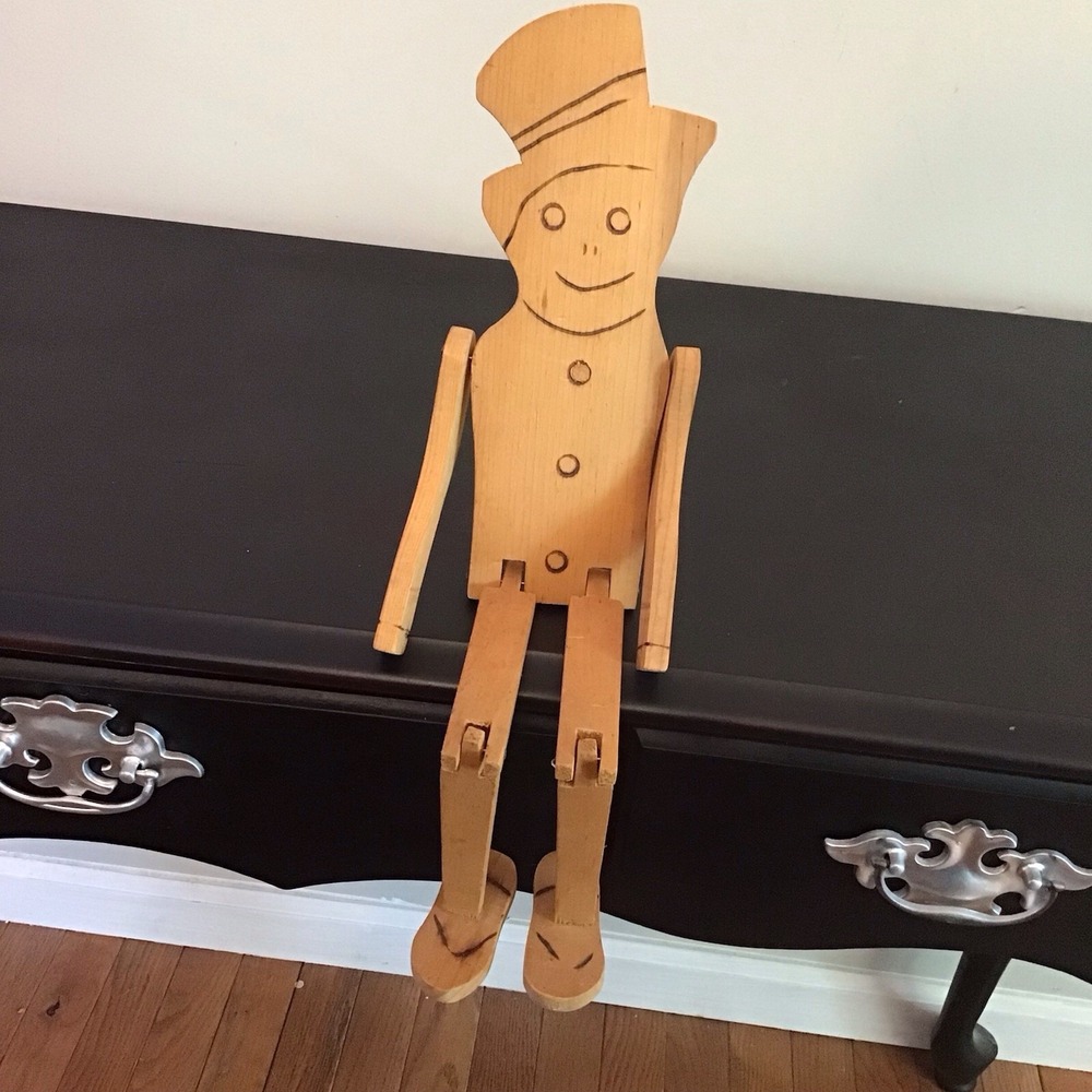 Primitive Vintage Antique Folk Art Jointed Dancing Man Toy Puppet Figure